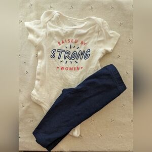 $1/bundle Carter's "Raised by strong women" onesie & pant set 3 months